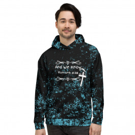 AND WE KNOW Romans 8:28 / Blue on Black Free Shipping Unisex Hoodie