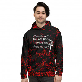 AND WE KNOW Romans 8:28 / Red on Black Unisex Hoodie / Free Shipping