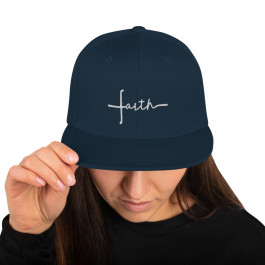 FAITH - White Embordered 3-D Puffed Snapback Hat