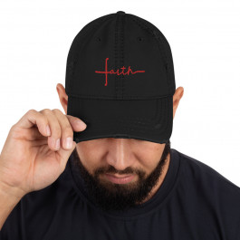 FAITH - Red Thread Distressed Dad Hat